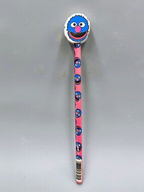 Vintage Sesame Street Grover Pink and Blue Pencil with Eraser Applause 1997